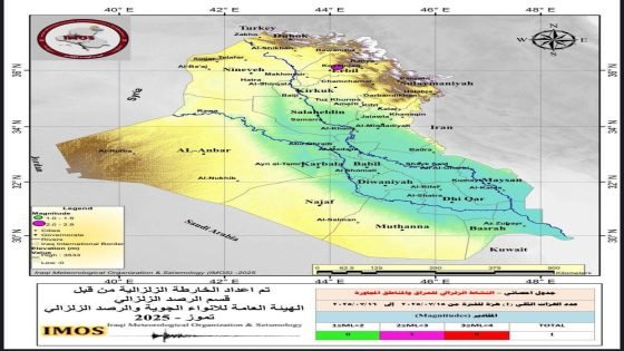 الانواء الجوية تسجل هزة أرضية قرب مدينة اربيل في اقليم كردستان