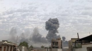 إصابة أربعة من الشرطة الاتحادية بحريق في معسكر الصقر ببغداد