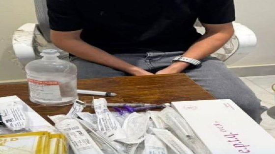 اعتقال شخص في محافظة الديوانية؛ بعد ضبطه ينتحل صفة طبيب تجميل ويدير عيادة وهمية.