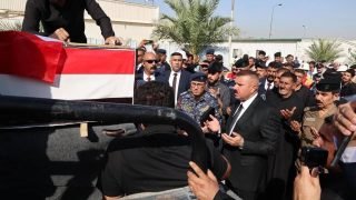 مراسيم تشييع ضباط وزارة الداخلية الذين استشهدوا خلال اندلاع نزاع عشائري في بغداد