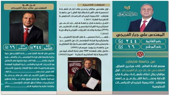 علي جبار الفريجي… قوة الأساس لبناء عراق عادل ومزدهر