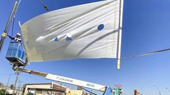 بلدية الحلة ترفع صور المرشحين من شارع 100 بعد تسببها بتلف شبكة المياه.