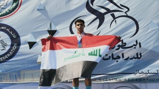 الدراج العراقي مرتضى حيدر يحصد الفضة في سباق فردي لمسافة 112 كم ببطولة العرب للدراجات.