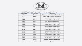 إحصائية الزواج والطلاق لشهر تشرين الأول لسنة 2025