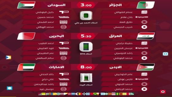 مباريات اليوم الثالث من دور المجموعات في بطولة كأس العرب 2025