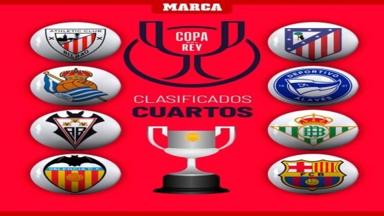 الفرق المتأهلة الى ربع نهائي كأس ملك اسبانيا {برشلونة، اتلتيكو مدريد، اتلتيك بلباو، ريال سوسييداد، ديبرتيفو الافيش، ريال بيتيس، فالنسيا، الباسيتي}
