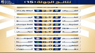نتائج مباريات الجولة (15) من دوري نجوم العراق