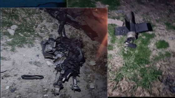 صورة لحطام طائرة هرمس 900 تم اسقاطها فوق منطقة بروجرد من قبل الدفاعات الجوية الإيرانية فجر اليوم