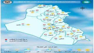 الأنواء الجوية: أجواء صحوة وغبار وارتفاع تدريجي بدرجات الحرارة خلال الأيام المقبلة